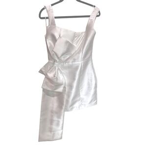 White Bridal Mini Dress with Bow